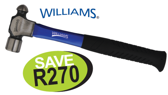 Williams XXSEP125 Snap-on Blue Ball Peen Hammer 450g - Fibre Glass Handle, Cushion Grip