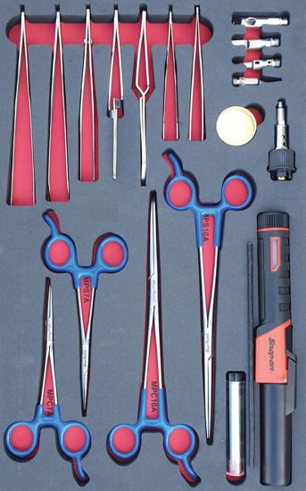 Snap-on Blue - MOD.340SH42D-Y42 - Mini Pliers, Tweezers and Soldering Iron Set; 19Pc