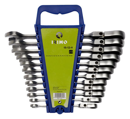 Irimo - IR19-12-H - Flex-Head Ratcheting Combination Spanner Set 8-19mm; 12Pc