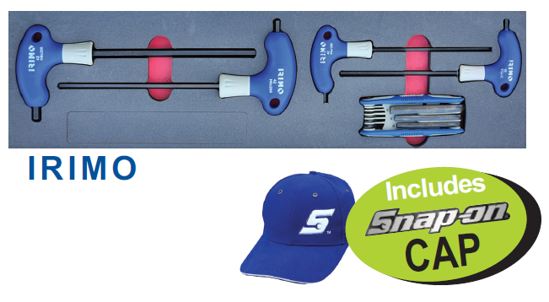 XXNOV108 Snap-on Blue IRIMO T&L-Handle & Folding Hex Allen Key Set with Free Cap