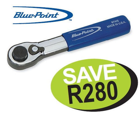 XXNOV114 Blue-Point Miniature Ratcheting Bit Handle - Straight | Compact 110mm Tool