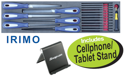 XXNOV110 Snap-on Blue 19pc File Set with Cellphone/Tablet Stand | Professional Tool Set