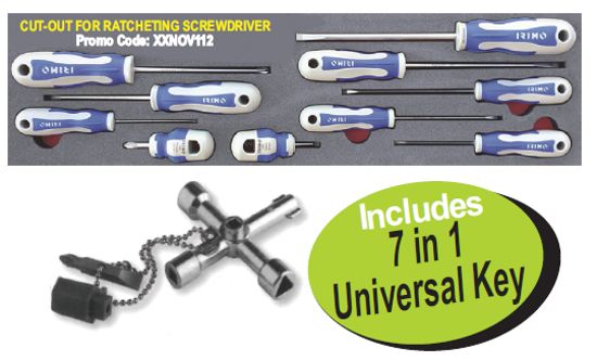XXNOV126 Snap-on Blue IRIMO 10pc Screwdriver Set with Universal Key | Professional Tool Set