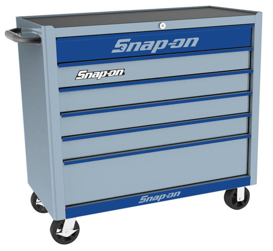 Picture of KRA2106KZUAU-U-WO - Wide 6Drw Roll Cab; Arctic Silver; Blue Aluminium Trims and Blue Fronts