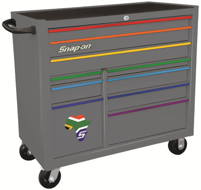Picture of KRA2210KZUSX-NF-WO - Wide 10Drw Roll Cabinet; Storm Grey with "Rainbow" Aluminium Trims