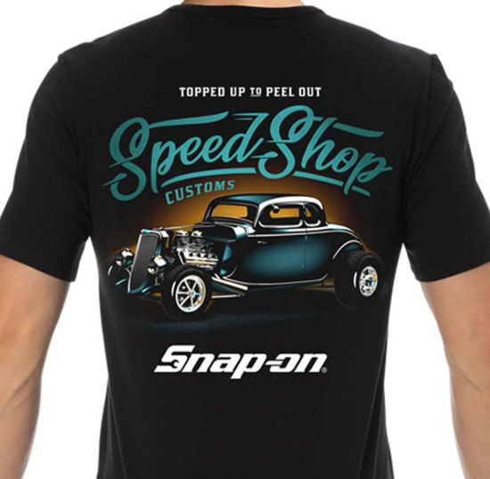 Picture of CSN04-7591-L - T-Shirt Speed Shop with Back Print - Black - Large
