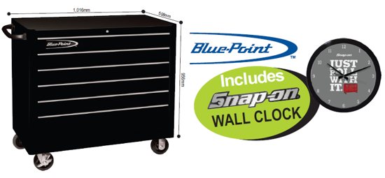 XXNOV140 6 Drawer WIDE Roll Cabinet with Snap-on Wall Clock