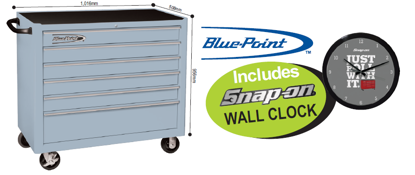 XXNOV141 6 Drawer WIDE Roll Cabinet with Snap-on Wall Clock