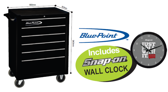 XXNOV142 6 Drawer Roll Cabinet with Snap-on Wall Clock