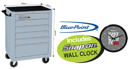 XXNOV143 6 Drawer Roll Cabinet with Snap-on Wall Clock