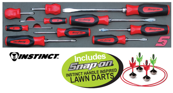 Snap-on 10pc Screwdriver Set with Soft Grip Handles and Lawn Darts - XXDEC109