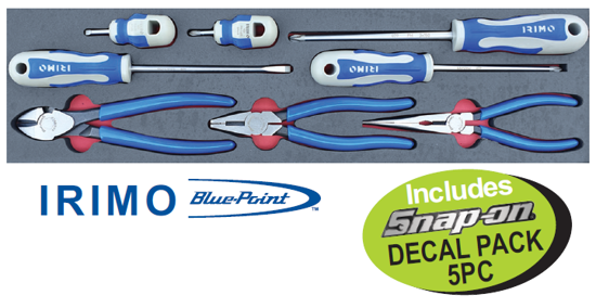 XXDEC110 Snap-on Blue Screwdriver & Plier Set In Foam Control Insert - 8pc Tool Set with Decal Pack