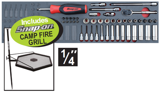 XXDEC104 Snap-on 1/4" Socket & Accessories Set with Camp Fire Grill - 44pc Professional Tool Set