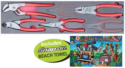 Snap-on 4pc Plier Set with Beach Towel - Professional Tool Set XXDEC114