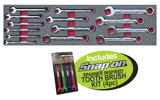 XXDEC126 Snap-on Combination Spanner Set (14pc) with Tooth Brush Kit - Professional Tool Set