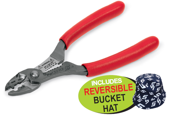 XXDEC119 Snap-on Wire Stripper, Cutter & Crimper Tool with Reversible Bucket Hat - Professional 170mm Wire Tool
