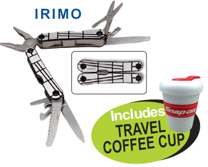 XXDEC124 Snap-on Blue IRIMO Multi-Tool with Free Travel Coffee Cup | Professional Tool Set
