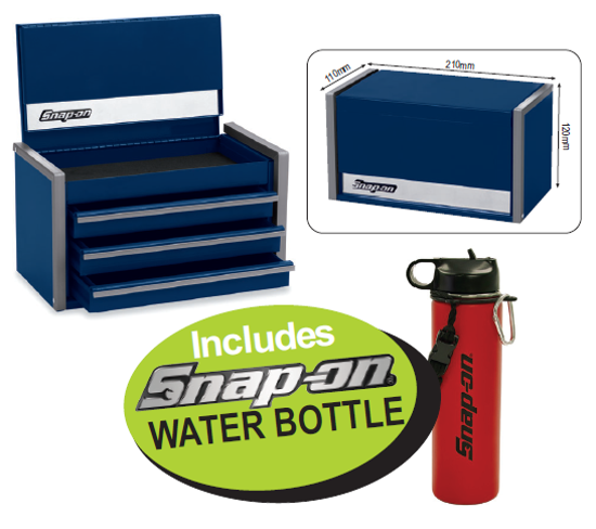 XXDEC142 Snap-on 3 Drawer MICRO Top Chests - Midnight Blue, Teal, Cranberry Options with Free Water Bottle