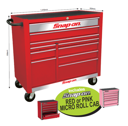 XXFEB242 Snap-on 10 Drawer Wide Heritage Roll Cabinet with Free Micro Roll Cab | Tool Storage Solution