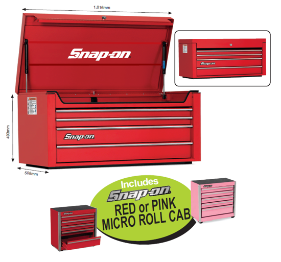 XFEB244 Snap-on 4 Drawer Heritage Wide Top Chest with Micro Chest - Tool Storage Solution