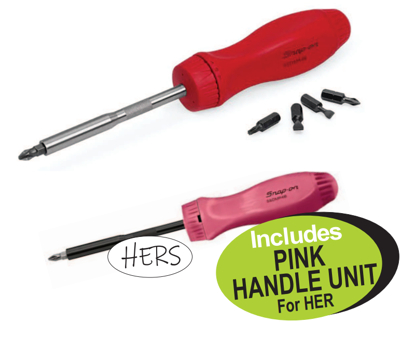 Snap-on XXFEB204 Ratcheting Screwdriver with Pink Handle Option | Professional Tools