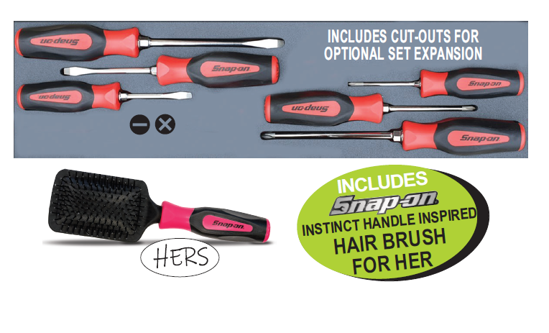XXFEB207 Snap-on 6pc Screwdriver Set with Foam Control Insert and Free Hair Brush - Professional Tool Set