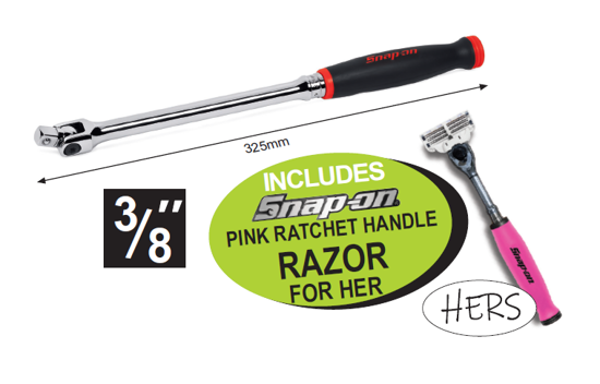 XXFEB216 Snap-on 3/8" Soft Grip Handle Breaker Bar with Pink Razor For Her - Special Promotion