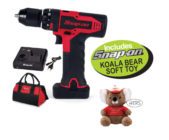 Snap-on 14.4V Cordless Brushless Drill Kit with Koala Bear Soft Toy | XXFEB280