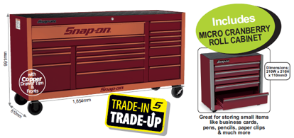 XXMAY240 Cranberry Classic Roll Cabinets - Snap-on includes Micro Cranberry Roll Cabinet