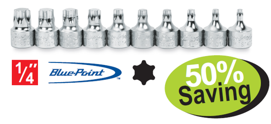 XXAPR213 1/4" Drive Stubby TORX Bits Supplied in Foam Control Insert