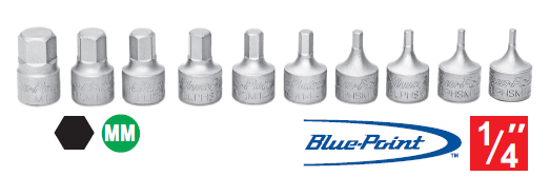 XXAPR214 1/4" Drive Stubby HEX Bits Supplied in Foam Control Insert