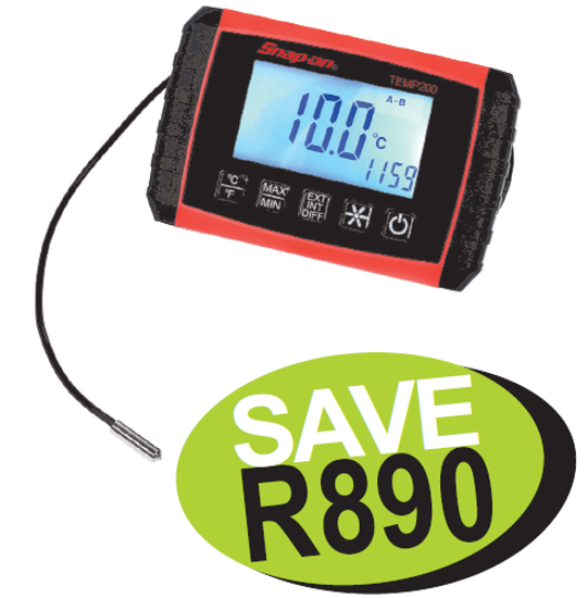 XXMAY295 Snap-on Dual Digital Thermometer - Measure Temperature at Two Locations, Differential Value, HVAC Tuning