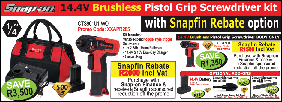 Snap-on-14.4V-Brushless-Pistol-Grip-Screwdriver-kit-Promotion