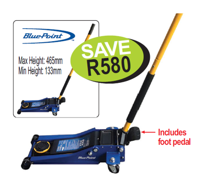 XXMAY263 Snap-on Blue 3 Tonne Trolley Jack with Double Pump & Safety Valve | BLPPSJ3TP