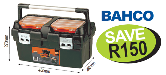 XXMAY241 BAHCO Heavy Duty Plastic Toolbox B-4750PTB50 - 120kg Capacity, Aluminum Handle