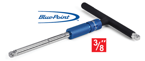 Get the Snap-on Blue 3/8" Turbo T-Handle Speed Driver (XXMAY202) for quick and efficient loosening or tightening of fasteners. Features a T-shaped handle, multiple positions, ball bearing mechanism for smooth action, and soft foam grip.