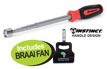 Get the Snap-on Telescoping Magnetic Pick-up Tool (PTM18) with a powerful 8kg magnet for easy retrieval of parts. Features an Instinct® handle and includes a FREE Braai Fan (SSZ-BRAAIFAN-WO). Promo Code: XXMAY209.