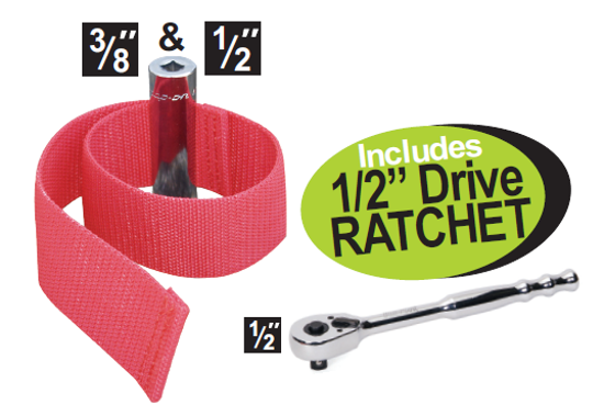 Get the Snap-on Oil Filter Strap Wrench (XXJUNE228) on promotion! Fits oil filters 1" to 6" diameter and includes both 3/8" and 1/2" drives, plus a 1/2" drive ratchet.