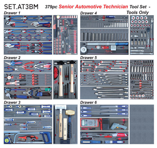 Picture of SET.AT3BM - 379Pc Senior Auto Technician Tool Set in Foam Inserts - Tools Only