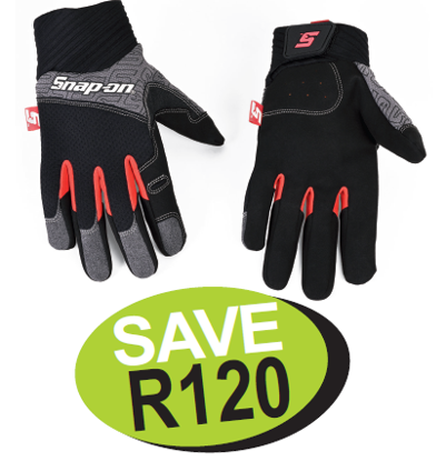 Get the NEW Snap-on Plus Gloves on promotion! Featuring touchscreen capability, Armortex® reinforcements, and D30® palm protection for ultimate comfort and durability. Available in various sizes.