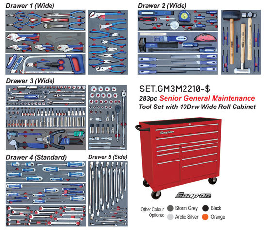 Blue-Point - SET.GM3M2210-$ - 283Pc Senior General Maintenance Tool Set with 10Drw Wide Snap-on Roll Cabinet KRA2210