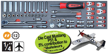 Snap-on 1/4" Socket & Crowfoot Set (XXJUL214) - Imperial 51pc Set with Die Cast Mustang P51