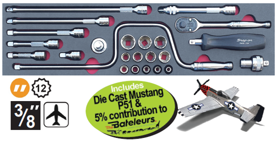XXJUL217 Snap-on 3/8" Socket & Accessory Set - Imperial Tools with Die Cast Mustang P51