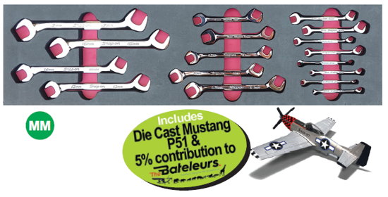 XXJUL219 Snap-on 4-Way Open End Spanner Set with Die Cast Mustang P51