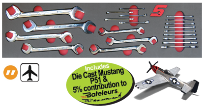 XXJUL220 Snap-on 17pc Imperial 4-Way Open End & Combination Spanner Set with Die Cast Mustang P51