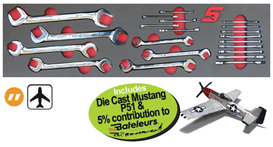XXJUL220 Snap-on 17pc Imperial 4-Way Open End & Combination Spanner Set with Die Cast Mustang P51