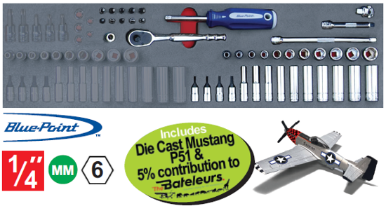 XXJUL223 Snap-on Blue 1/4" 41pc Metric Socket & Accessory Set with Free Ratchet