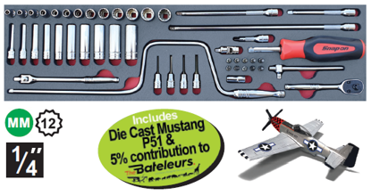 Snap-on 1/4" Socket Set & Accessories with Die Cast Mustang P51 - XXJUL216