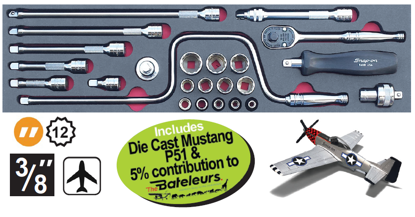 XXJUL217 Snap-on 3/8" Socket & Accessory Set - Imperial Tools with Die Cast Mustang P51