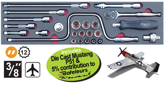 XXJUL217 Snap-on 3/8" Socket & Accessory Set - Imperial Tools with Die Cast Mustang P51